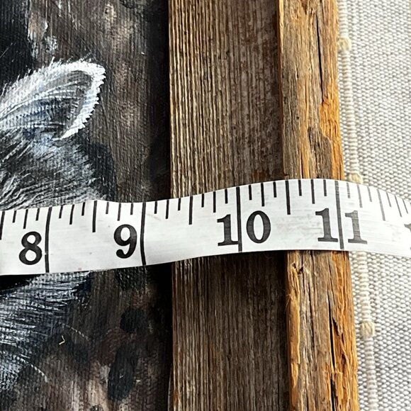 Rustic Hand Painted Raccoon Adorable Folk Art Barn Wood artist signed Handmade - Picture 7 of 14